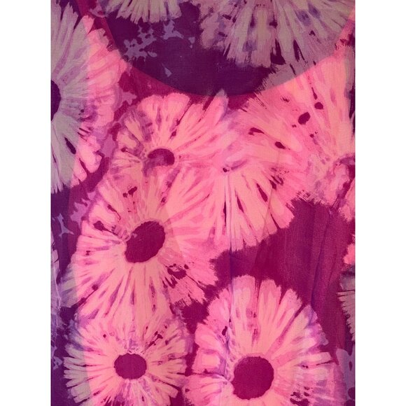 Lei shirt layered tank top under flowers tie at bottom polyester pink  XLREAD - Picture 3 of 10